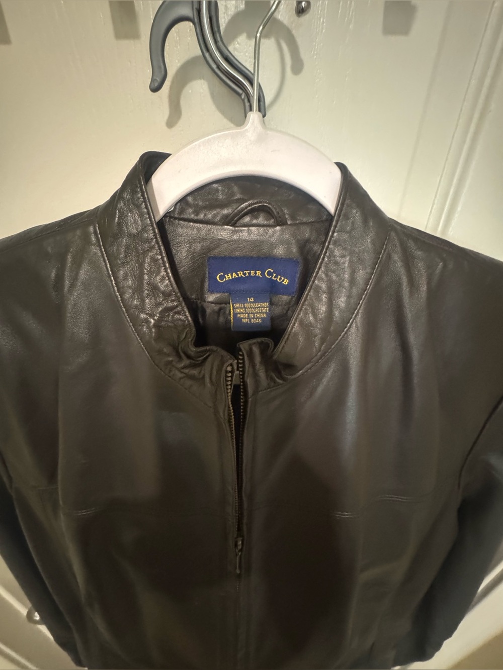 Charter Club Men’s Black Leather Bomber Jacket